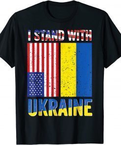 I Stand With Ukraine Support Ukrainian American USA Flag Unisex Shirt