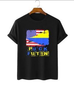 T-Shirt Fuck Putin,I Stand With Ukraine USA Flag