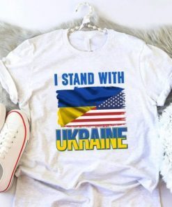 2022 Support I Stand With Ukraine American Ukrainian Flag Shirt
