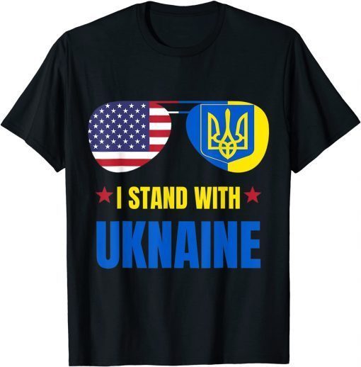 Support I Stand With Ukraine American Glasses Flag Ukrainian Classic Shirt