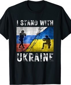 Support I Stand With Ukraine American Ukrainian Flag Unisex Shirt