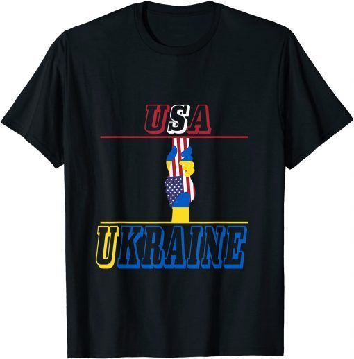 USA Stand With Ukraine American Flag Ukraine Flag Unisex Shirt