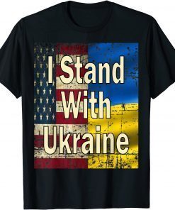 vintage Ukrainian Lover, I Stand With Ukraine Cool Us Flag Gift Shirt