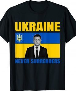 Classic Zelensky President Never Surrenders Tee Ukraine Flag Support T-Shirt