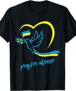 Pray For Ukraine Peace Dove Pigeon Love Flag Heart Classic T-Shirt