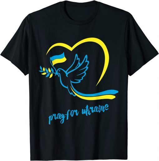 Pray For Ukraine Peace Dove Pigeon Love Flag Heart Classic T-Shirt