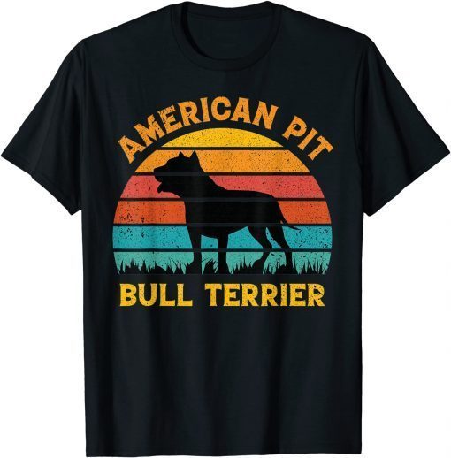 American Pit Bull Terrier Dog Lovers Sunset For Dad Mom Dad Tee Shirts