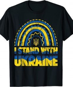 I Stand With Ukraine Ukrainian Rainbow Flag Tee Shirts