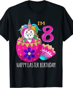 8 Year Old Age Birth Kawaii Unicorn Rainbow Easter Sunday Tee Shirts