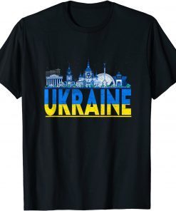 Support Ukraine Landmark Ukrainian Flag T-Shirt