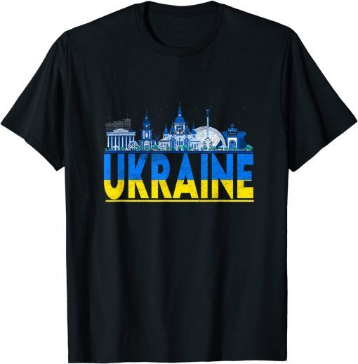 Support Ukraine Landmark Ukrainian Flag T-Shirt