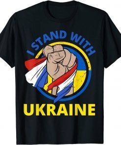 I Stand With Ukraine Support Ukrainian American USA Flag Tee Shirts