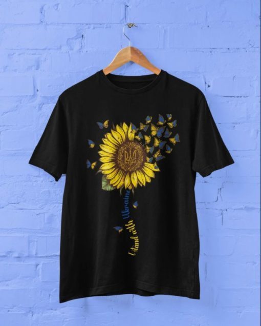 I Stand With Ukraine Butterflies and Sunflower Unisex T-Shirt