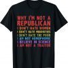 Why I'm Not A Republican I Don't Hate Women T-Shirt