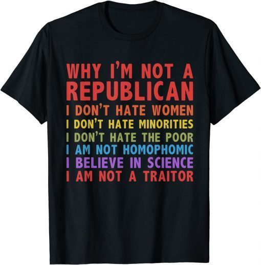 Why I'm Not A Republican I Don't Hate Women T-Shirt