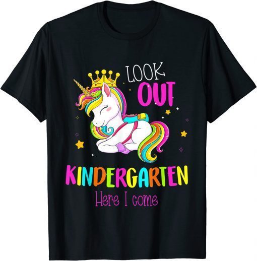 Back To School Look Out Kindergarten Here I Come Unicorn Kid Unisex T-Shirt