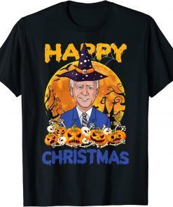 Halloween Funny Joe Biden Witch Hat Xmas Merry Christmas Tee Shirts