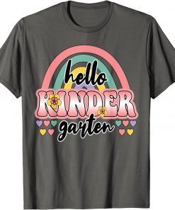 First Day of School Hello Kindergarten Teacher Rainbow Kids Unisex T-Shirt