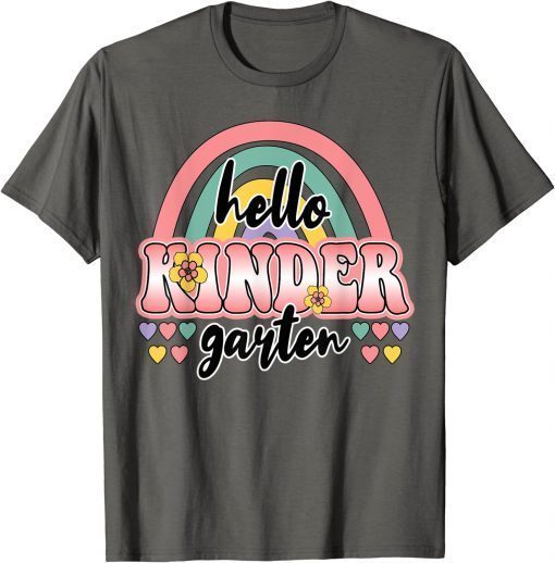 First Day of School Hello Kindergarten Teacher Rainbow Kids Unisex T-Shirt