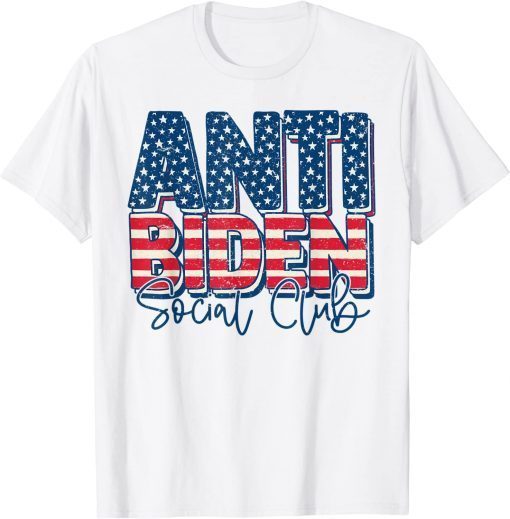 Retro US Flag Anti Biden Social Club Conservative Patriotic Unisex T-Shirt