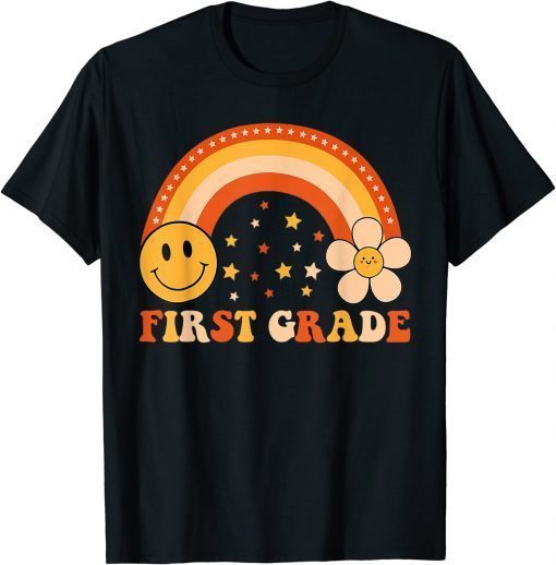 First Day Of First Grade Rainbow Teacher Kids Retro 2022 T-Shirt