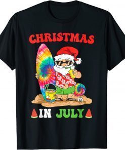 Classic Christmas In July Santa Tie Dye Summer Surf Surfing Surfer T-Shirt