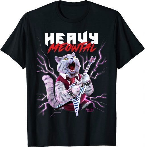 2022 Heavy Meowtal Cat Playing Metal Guitar Funny Shirt