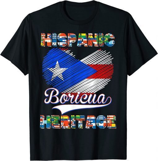 Classic National Hispanic Heritage Month Puerto Rico Flag Boricua T-Shirt