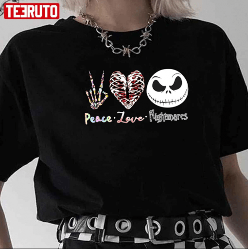 Vintage Peace Love And Nightmares Jack Skellington T-Shirt