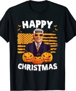 Joe Biden Happy Christmas American Flag Pumpkin Halloween 2022 T-Shirt