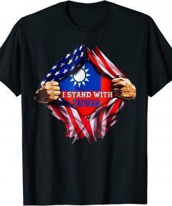I Stand With Taiwan Flag American Flag Support Taiwan Tee Shirts