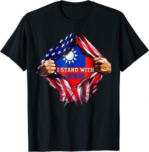 I Stand With Taiwan Flag American Flag Support Taiwan Tee Shirts