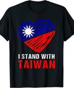 Taiwan I Stand with Taiwan Support Taiwaneses flag Heart T-Shirt