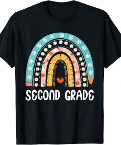 Boho Rainbow Second Grade Student Teacher Back To School Tee Shirt