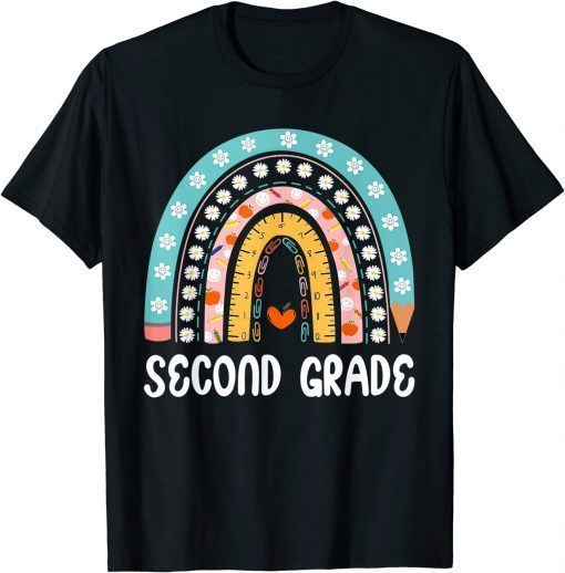 Boho Rainbow Second Grade Student Teacher Back To School Tee Shirt