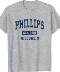 Phillips Wisconsin WI Vintage Athletic Sports Design Official T-Shirt