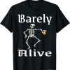 Barely Alive Funny Halloween Skeleton Coffee Drinker Lover Classic T-Shirt