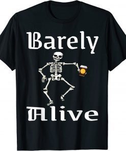 Barely Alive Funny Halloween Skeleton Coffee Drinker Lover Classic T-Shirt