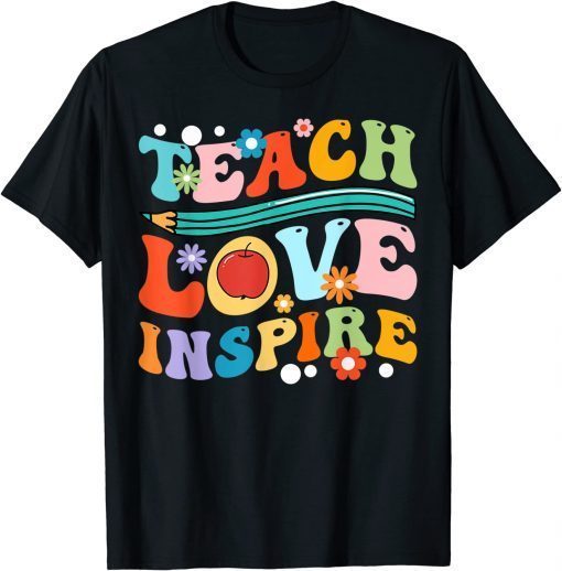 Retro Groovy Teacher Inspirational Happy Back to School Gift T-Shirt