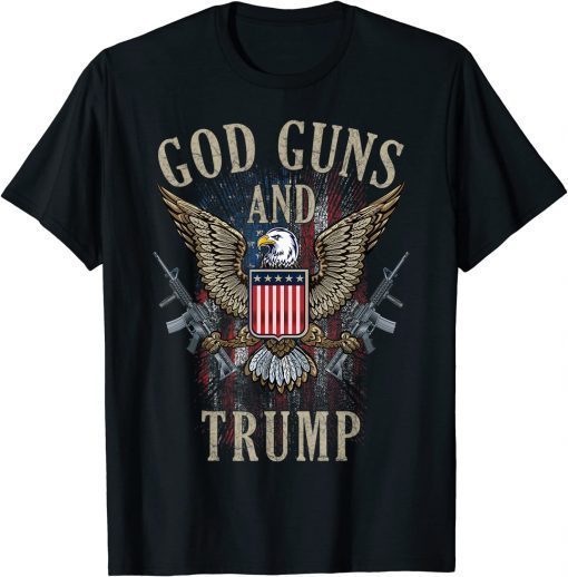 Vintage God Guns And Trump 2nd Amendment Flag AR15 American Flag Shirts