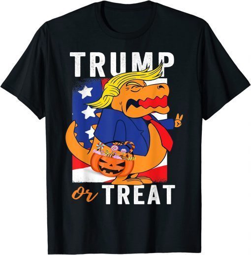 2022 Dinosaur Trump Or Treat T Rex Halloween Pumpkin T-Shirt