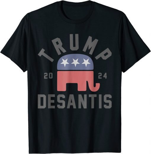 Trump Desantis 2024 Save America USA Flag Republican Ticket Gift Shirts