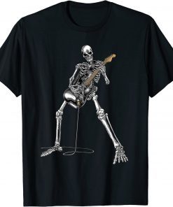 Happy Skeleton Guitar Guy Spooky Halloween Rock Band Concert Funny Shirt