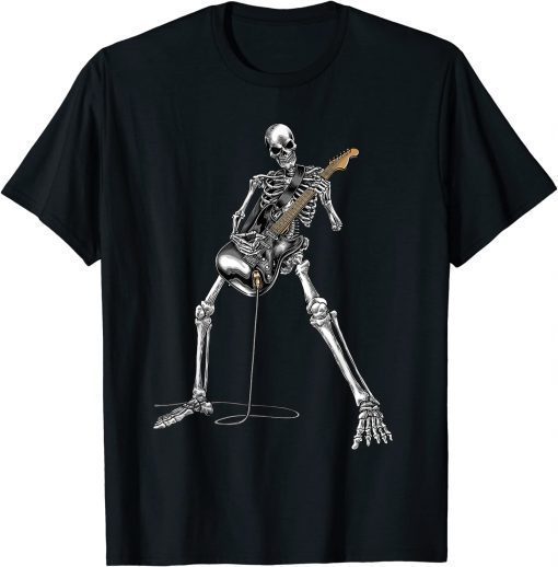 Happy Skeleton Guitar Guy Spooky Halloween Rock Band Concert Funny Shirt