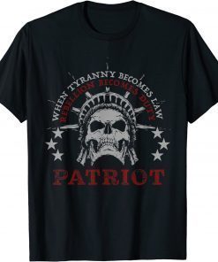 US Patriots Skull Tyranny Rebellion Freedom 2nd Amendment T-Shirt