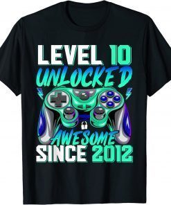 Funny Level 10 Unlocked Awesome Since 2012 10th Birthday Gaming T-Shirt