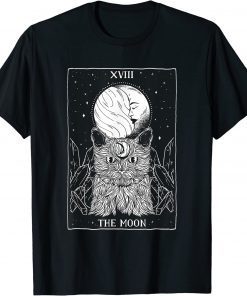 Tarot Card Crescent Moon And Cat Spooky Witch Halloween T-Shirt