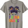 Back To School Groovy 3rd Grade Halloween Vibes Messy Bun Gift Tee Shirt