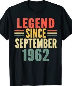 VINTAGE LEGEND SINCE SEPTEMBER 1962 62TH YEARS OLD T-SHIRT