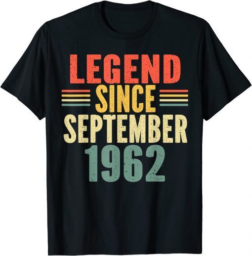 VINTAGE LEGEND SINCE SEPTEMBER 1962 62TH YEARS OLD T-SHIRT
